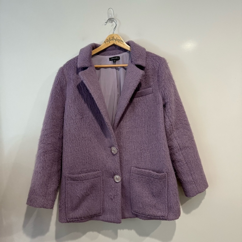 For Love & Lemons Fur Fuzzy Purple Pea Coat Jacket